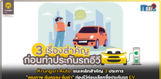 Krungsri Auto แนะหลักสำคัญ 3 ประการ “คุณภาพ คุ้มครอง คุ้มค่า” ท่องไว้ก่อนเลือกซื้อประกันรถ EV