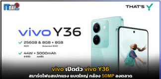 vivo เปิดตัว vivo Y36 สมาร์ตโฟนสเปกแรง แบตใหญ่ กล้อง 50MP ลงตลาด vivo Y36