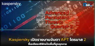 Kaspersky เปิดรายงานจับตา APT ไตรมาส 2 ชี้เอเชียแปซิฟิกเป็นพื้นที่ถูกคุกคาม Kaspersky
