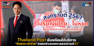 Thailand Post ยันพร้อมให้บริการ “รับฝาก-นำจ่าย” ตลอดช่วงเทศกาลสงกรานต์ 67 Thailand Post