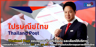 Thailand Post เผยผลสำรวจความเชื่อมั่นปี 67 สูงถึง 91.87% Thailand Post