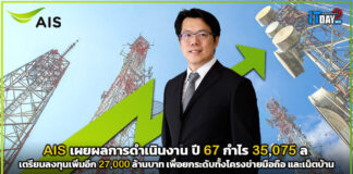 AIS เผยผลการดำเนินงาน ปี 67 กำไร 35,075 ล. เตรียมลงทุน 27,000 ล. ปี 68 AIS