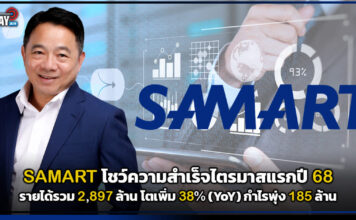 SAMART ประกาศไตรมาสแรกปี 68 รายได้โตเพิ่ม 38% (YoY) กำไรพุ่ง 185 ล. SAMART