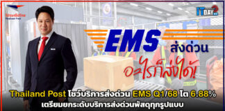 Thailand Post ตอบรับการเติบโต ส่งด่วน EMS ไตรมาสแรกปี 68 โต 6.88% Thailand Post
