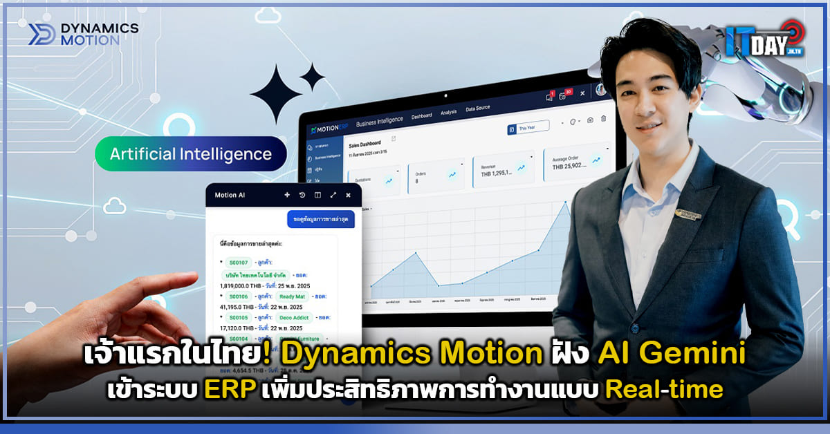 Dynamics Motion จับมือ Google Gemini ปฏิวัติ ERP ลดต้นทุน 3.5 เท่า