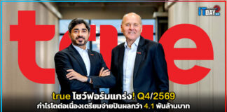 true โชว์ฟอร์มแกร่ง! Q4/2569 กำไรโตต่อเนื่องเตรียมจ่ายปันผลกว่า 4.1 พันล้านบาท true