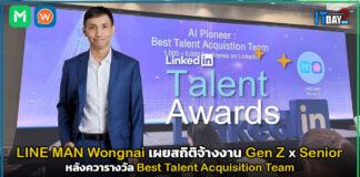 LINE MAN Wongnai เผยสถิติจ้างงาน Gen Z x Senior หลังควารางวัล Best Talent Acquisition Team LINE MAN Wongnai