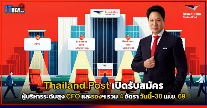 Cover Thailand Post เปิดรับสมัครผู้บริหารระดับสูง CFO และรองฯ รวม 4 อัตรา วันนี้-30 เม.ย. 69 Thailand Post