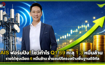 AIS ฟอร์มปัง! โชว์กำไร Q1/69 ทะลุ 1.3 หมื่นล้าน รายได้พุ่งเฉียด 6 หมื่นล้าน ย้ำแชมป์โครงสร้างพื้นฐานดิจิทัล AIS