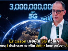 Ericsson เผยผู้ใช้ 5G ทั่วโลกพุ่งทะลุ 3 พันล้านราย ทราฟฟิก Uplink โตกระฉูดรับยุค AI Ericsson