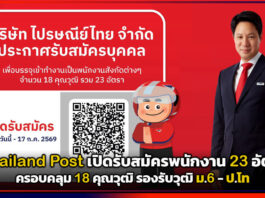 Thailand Post เปิดรับสมัครพนักงาน 23 อัตรา ครอบคลุม 18 คุณวุฒิ รองรับวุฒิ ม.6 – ป.โท Thailand Post
