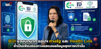BDI แจงบทบาท แอปฯ ทางรัฐ และ Health Link ย้ำเป็นเพียงช่องทางแสดงผลข้อมูลสุขภาพ BDI