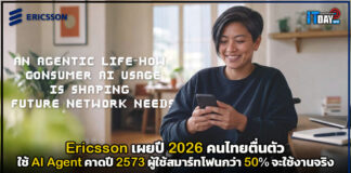 Ericsson เผยปี 2026 คนไทยตื่นตัว AI Agent คาดปี 2573 ผู้ใช้สมาร์ทโฟนกว่า 50% จะใช้งานจริง Ericsson